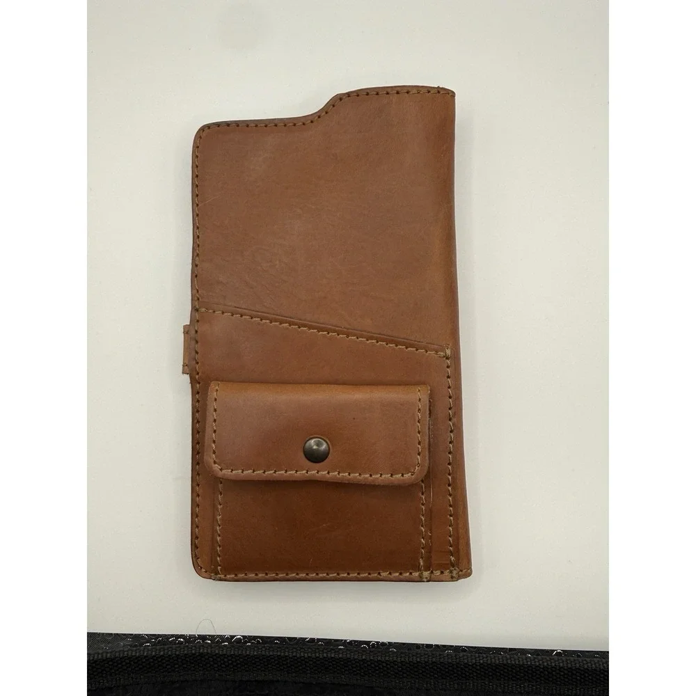 Kelly Moore Brown Genuine Leather Travel Wallet Organizer Passport Holder Clutch